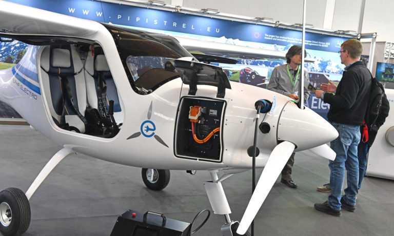 Electric aircraft ready for takeoff