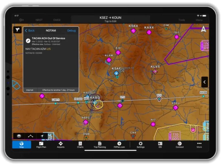 Garmin Pilot aggiunge briefing meteo grafici e NOTAM NAVAID