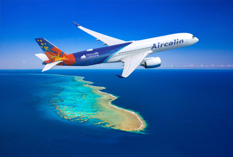 Rendering ufficiale dell’Aircalin Airbus A350-900 in volo