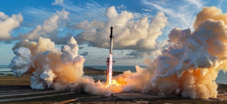 Starship decolla da Starbase durante il Flight 14