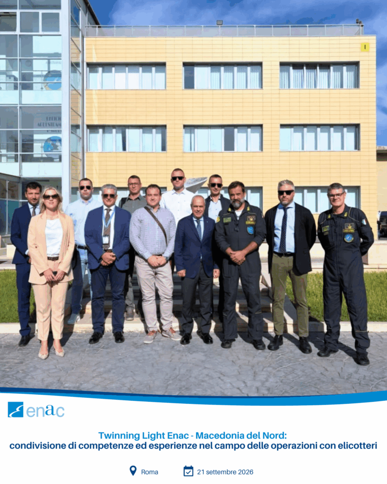 La delegazione del progetto Twinning Light ENAC Macedonia del Nord dedicato agli elicotteri